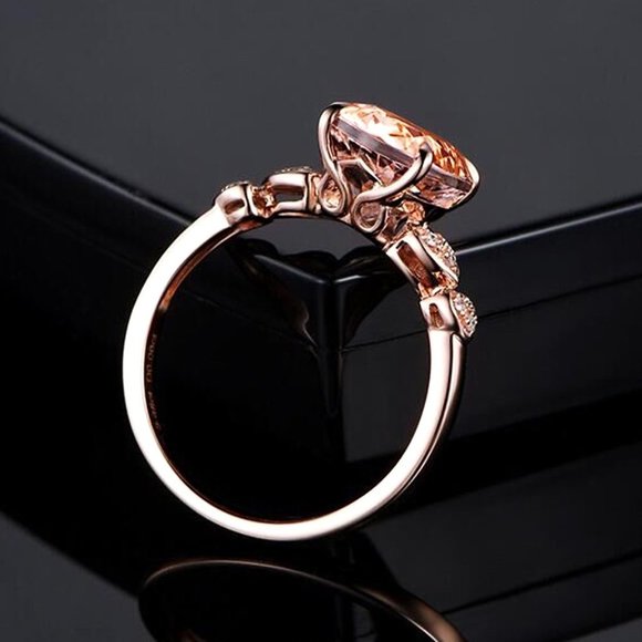Vintage Gemstone Wedding Topaz Bague Anillo 18K Rose Gold Plated Ring,… - Picture 5 of 5
